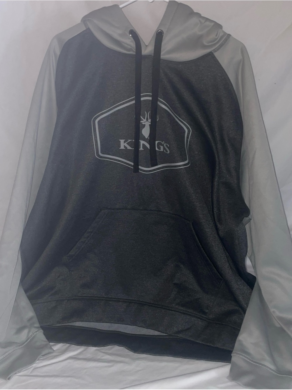 Two-Tone Black and Light Gray Pullover Hoodie - Men's